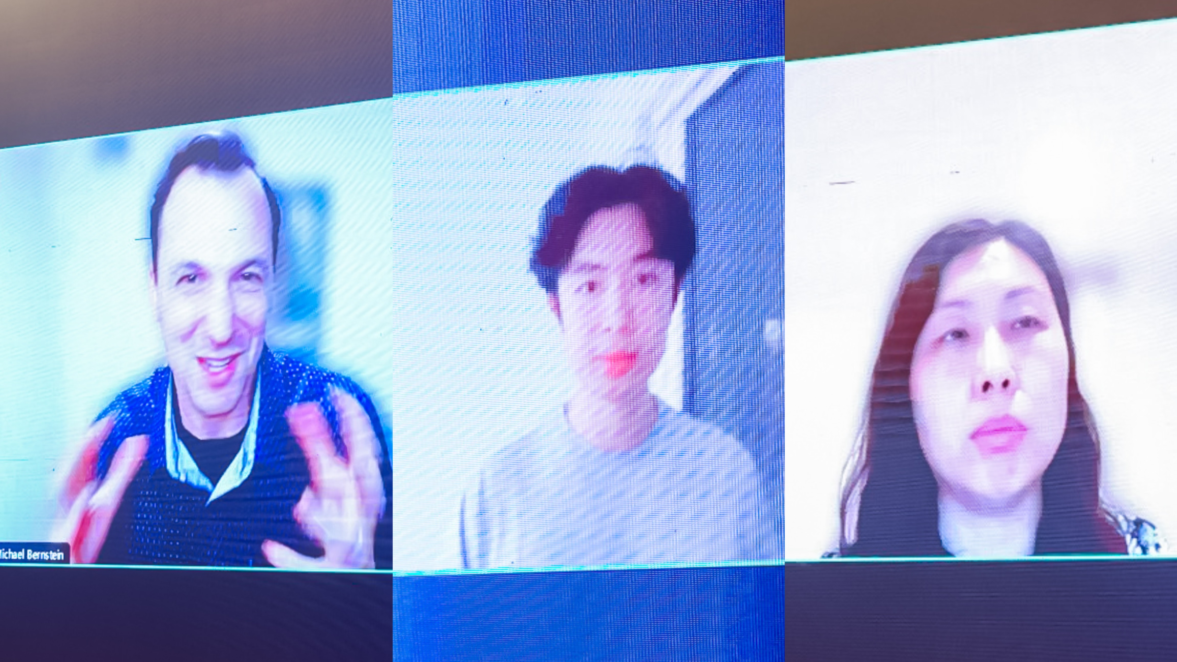 20230910-0033990威尼斯计算机系与人工智能研究院基础模型研究中心联合举办首届基础大模型研讨会-嘉艺-Michael Bernstein(左)、Jason Wei(中)、Yan Liu(右)在线上作报告.jpg